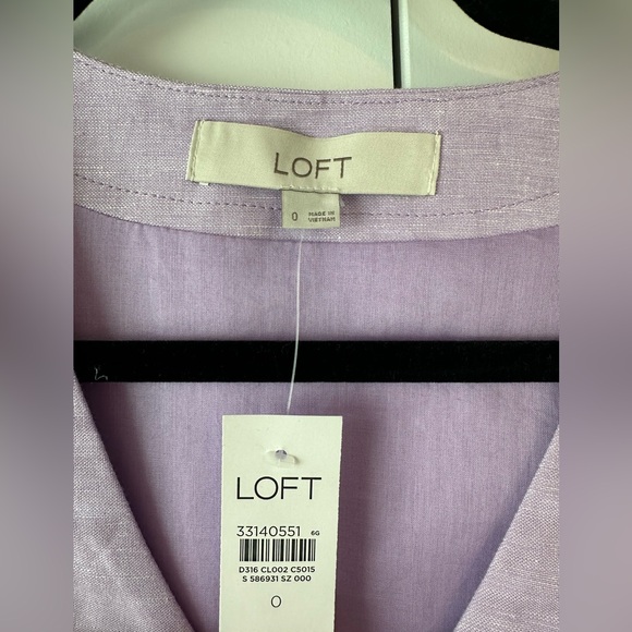 LOFT Women’s Button V-Neck Dress Orchid Flash Purple NWT (Size 0) - Picture 5 of 8